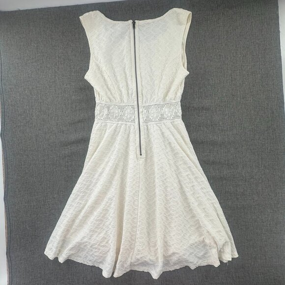American Rag Fit & Flare Dress Medium Sleeveless‎ scoop Neck Zipper Ivory Lined - Picture 10 of 12